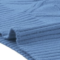 Allegra k Женски ръкав ръкав с твърд цвят макет кабел кабел плетен небрежен пуловер пуловер жилетка
