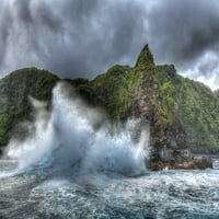 Юраска скала, грапава брегова ивица на североизточната брегова линия на Мауи, Хавайския отпечатък от плакат от Стюарт Уестморланд