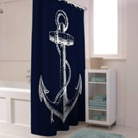 Персонализирана морска тъмносиня котва завеса за душ