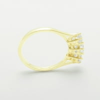 Британски направени 10K жълто злато синтетично кубичен циркония женски обещаващ пръстен - Опции за размер - размер 7