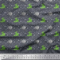 Soimoi Velvet Fabric Геометрични форми, крокодил и Rhinoceros Kids Decor Fabric Printed Yard Wide