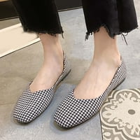 DMQUPV дамски обувки Плъзнете върху ежедневни обувки Плоско дъно приплъзване на твърд цвят Хрънка Стойд Плъзга се на ежедневни обувки за жени с размер обувки бяло 7.5