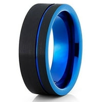 Black & Blue Tungsten сватбена лента волфрамов пръстен волфрамов карбид годишнина група полиран четен комфорт годни