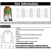 Дамски блузи женски тениска с къс ръкав отпечатана имитация на памук отгоре циан xxxl