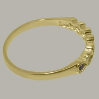 Британски направени 18k жълто злато естествено опал и аметист женски пръстен за вечност - Опции за размер - размер 7
