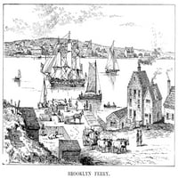 Бруклин Фери, C1765. Nthe Brooklyn Ferry в средата на 18 век. Гравиране на линия. Печат на плакат от