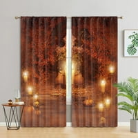 Glookwis Halloween Drapes Home Decor Window Curtain Tearmments Linen Textured завеси Пръчка Pocket Gothic Light Filter Luxury Style- W: 30 H: 65