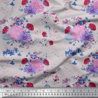 Soimoi памучен поп -листа от плат, Aster & Begonia Floral Decor Fabric Printed Yard Wide