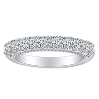 Кръгло изрязано бяло естествено диамантен вечността годежа сватбена лента пръстен в 14K твърд бял златен пръстен размер-5.5