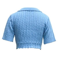 Rovga дамски тренировъчни дъна гамаши женски топ v-образно деколте с къс ръкав пуловер плътни цветове тънък връх