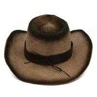 Шапки за мъже жени мъже жени ретро западен каубой езда шапка Кожен кожен колан с широка шапка шапка летни шапки за жени