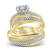 10kt жълто злато, неговото нейното кръгло диамантен пасианс, съвпадащ сватбен комплект cttw