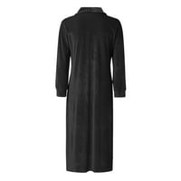 Caicj пуловери за жени с дълъг ръкав отворен преден плетат Kimono Cardigan с джобове черно, L
