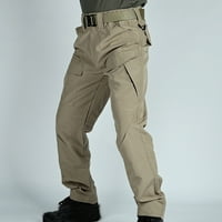 Yuwull Mens Cargo Pants- Солидни ежедневни множество джобове на открито с прав тип фитнес панталони големи и високи панталони на панталони на хлабина