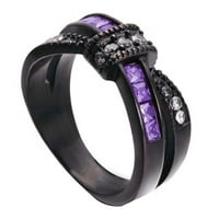 Biplut Fashion Women Fau Amethyst Inlaid Cross Bowknot годежен пръстен бижута подарък