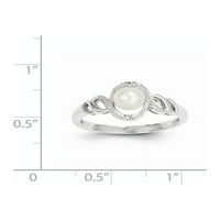 10k бяло злато FW култивиран перлен диамантен пръстен диамант CTW. 0,02, GEM CTW.0.23