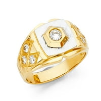 Бижута от Lu 14k жълто злато кубичен циркония CZ Мъжки модни годишнини Размер на пръстена 10.5