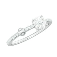 Централна чудотворна плоча Diamond Promise Ring за жени, сребро на стерлинги, САЩ 5.50