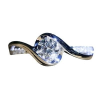 Cptfadh пръстени за жени Сребърна геометрична форма Супер флаш кристан пръстени Жени Модни пълен диамантен циркон пръстен Дами бижута диамантени пръстени за жени Размер 11