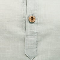Мъжки ежедневна памучна риза с дълъг ръкав на яка Хенли върхове сиво 5xl