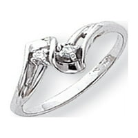 Солиден 14k бяло злато AA диамантен пръстен - размер 5