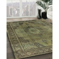 Ahgly Company Machine Wareable Indoor Rectangle Industrial Modern Brass Green Area Rugs, 7 '10'
