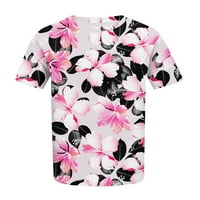 Дамски върхове блуза флорален къс ръкав ежедневни жени модни екипажи ризи