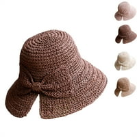 Широка шапка за женска шапка Слънцезащита Стъпка шапка Флопи сгъваема лятна UV защита плажна шапка-Браун