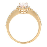 0. CT Блестящ круша разрез Симулиран розов диамант 14k жълто злато халян пасианс с акценти пръстен SZ 8