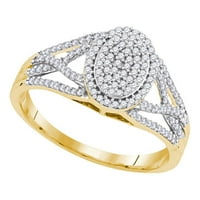 10k жълто злато кръгло диамантен овален клъстер пръстен cttw
