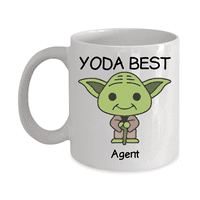 Yoda Best Agent Profession Mug - Новост чаши за подаръци за подарък за рожден ден, годишнина, валентинки, специален повод, Коледа - 11oz забавна чаша за кафе