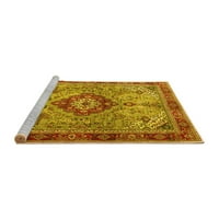 Ahgly Company Machine Pashable Indoor Square Persian Yellow Traditional Area Cugs, 5 'квадрат