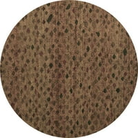 Ahgly Company Indoor Round Abstract Brown Modern Area Rugs, 8 'Round