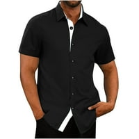 Njoeus графични тийнейджъри мъже летни мъжки тениски мъже модни ежедневни бутони солидни прекъсвания пачуърк с къс ръкав блуза големи и високи ризи за мъже на хлабина