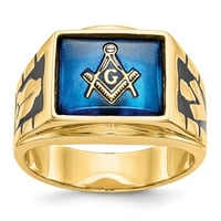 14K Жълто златово пръстенна лента тематична мъжка масонска, размер 7