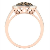 Колекция DazzlingRock 0. Карат 14K Кръгло шампанско и бял диамантен булчински годежен пръстен, розово злато, размер 8