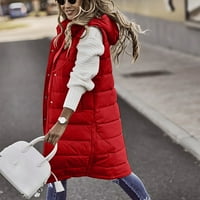 Женско зимно яке палта есен отворен преден без ръкав жилетка със средна дължина памучно палто палта връхни дрехи