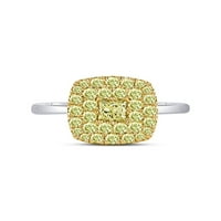 Jewels 14kt Двуцветни златни дамски принцеса жълт диамантен пасианс квадратна рамка пръстен cttw размер 6
