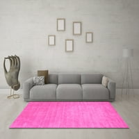 Ahgly Company Indoor Rectangle Solid Pink Modern Area Rugs, 6 '9'