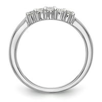 Солидна 14k бяло злато пет каменни диамант сватбена лента с пръстен 7