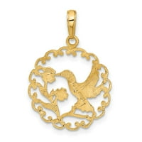 Finejewelers Kt жълто злато колибри в кръгла рамка чар женски възрастен