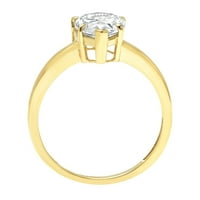 2. CT Brilliant REU CREE CLEAR симулиран диамант 18k жълто злато пасианс пръстен SZ 4.75