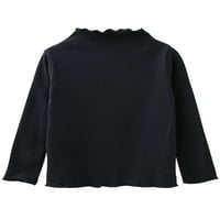 Bomotoo Girls Top Solid Color Pullover Thrish Thrish Небрежна тениска празнична блуза черно