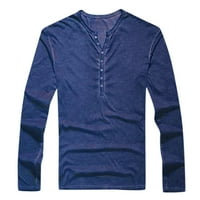 Floleo Clearance Man v Neck Rish Rishys Buttons на тънък за риза свободно време солиден цвят топ есенни сделки