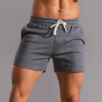 Leodye Pants for Men Clearance Мъже твърди памук триточкови панталони спортни еластични средни талии за дантелени шорти тъмно сиво 8